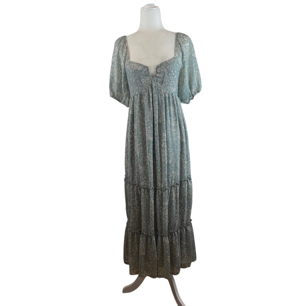 Saltwater Luxe Women's Green Arden Midi Dress In Dove Antique Floral Sz. S - Picture 11 of 11